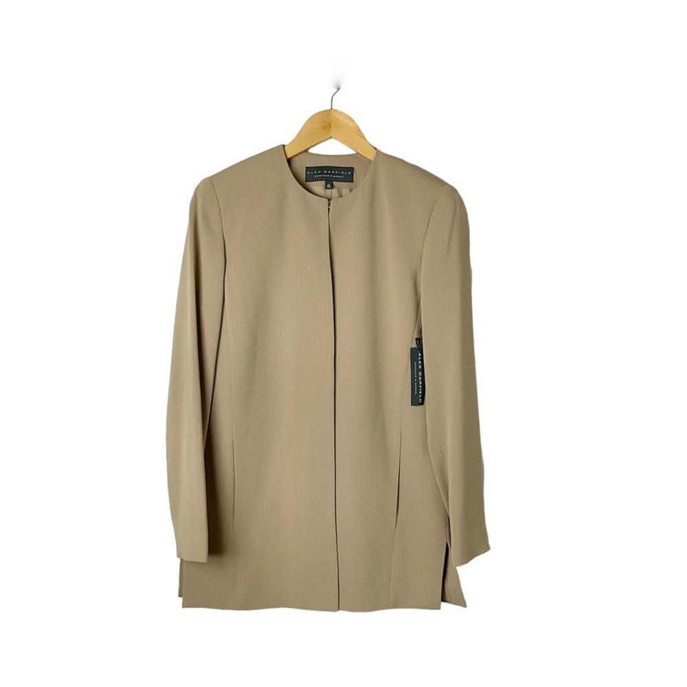 Alex Garfield‎ Vintage 90s Open Front Blazer Size 4 Tan New
